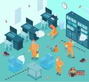 Professional pest control Preston technician performing pest inspection and treatment in house