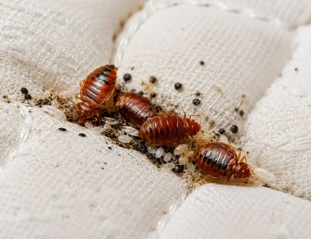 Bed bugs on a mattress requiring professional bed bug control in Silverwater