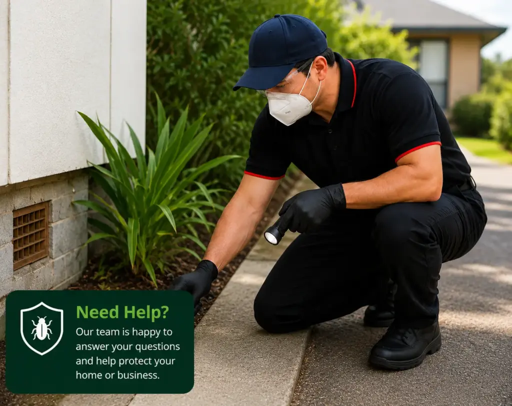Pest control technician inspecting a property in Silverwater